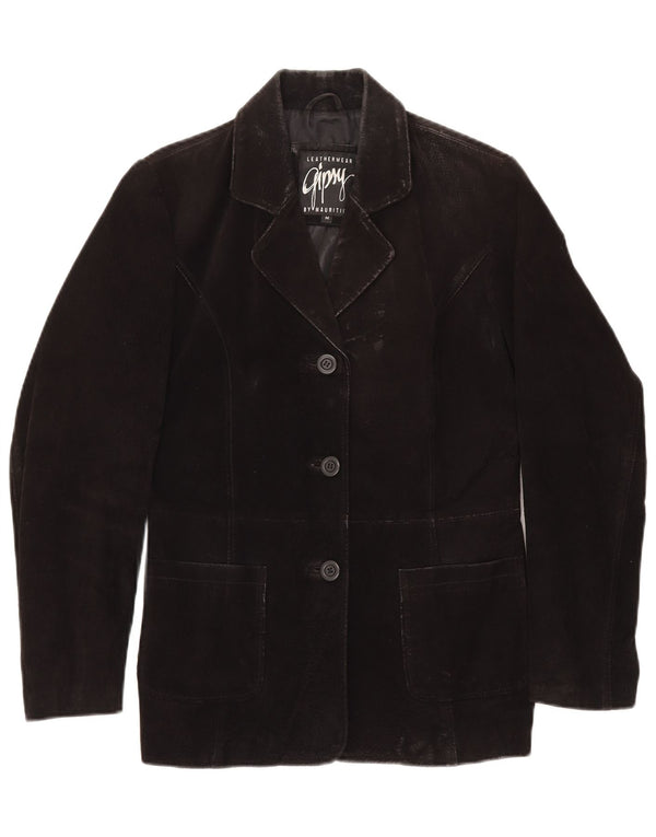 GYPSY Jachetă pentru femei din piele intoarsa cu 3 nasturi UK 14 Medium Negru