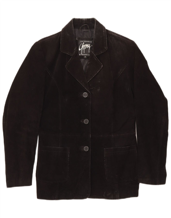 GYPSY Jachetă pentru femei din piele intoarsa cu 3 nasturi UK 14 Medium Negru