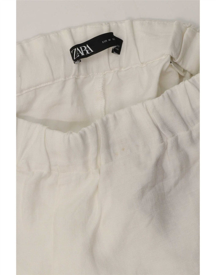 Pantaloni tăiați drepti pentru femei Zara Mediu L28 L24 Alb
