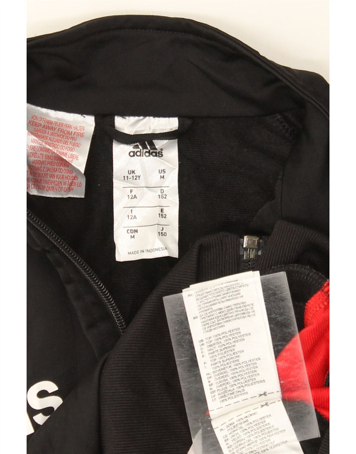 Jachetă de top pentru trening grafic Adidas pentru băieți 11-12 ani, negru, color block