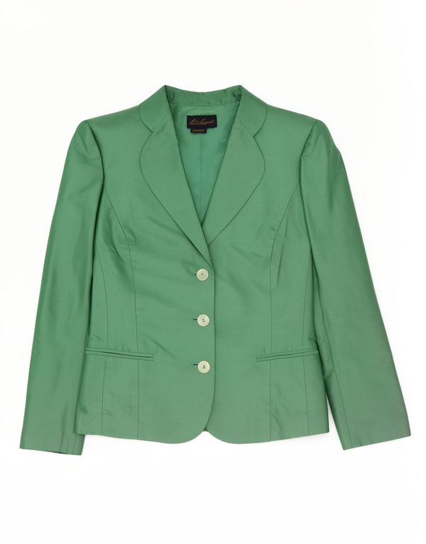 Sacou blazer cu 3 nasturi pentru femei Luisa Spagnoli UK 14 Mătase verde medie