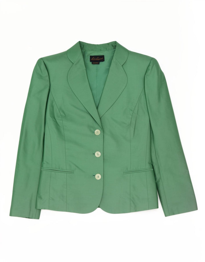 Sacou blazer cu 3 nasturi pentru femei Luisa Spagnoli UK 14 Mătase verde medie