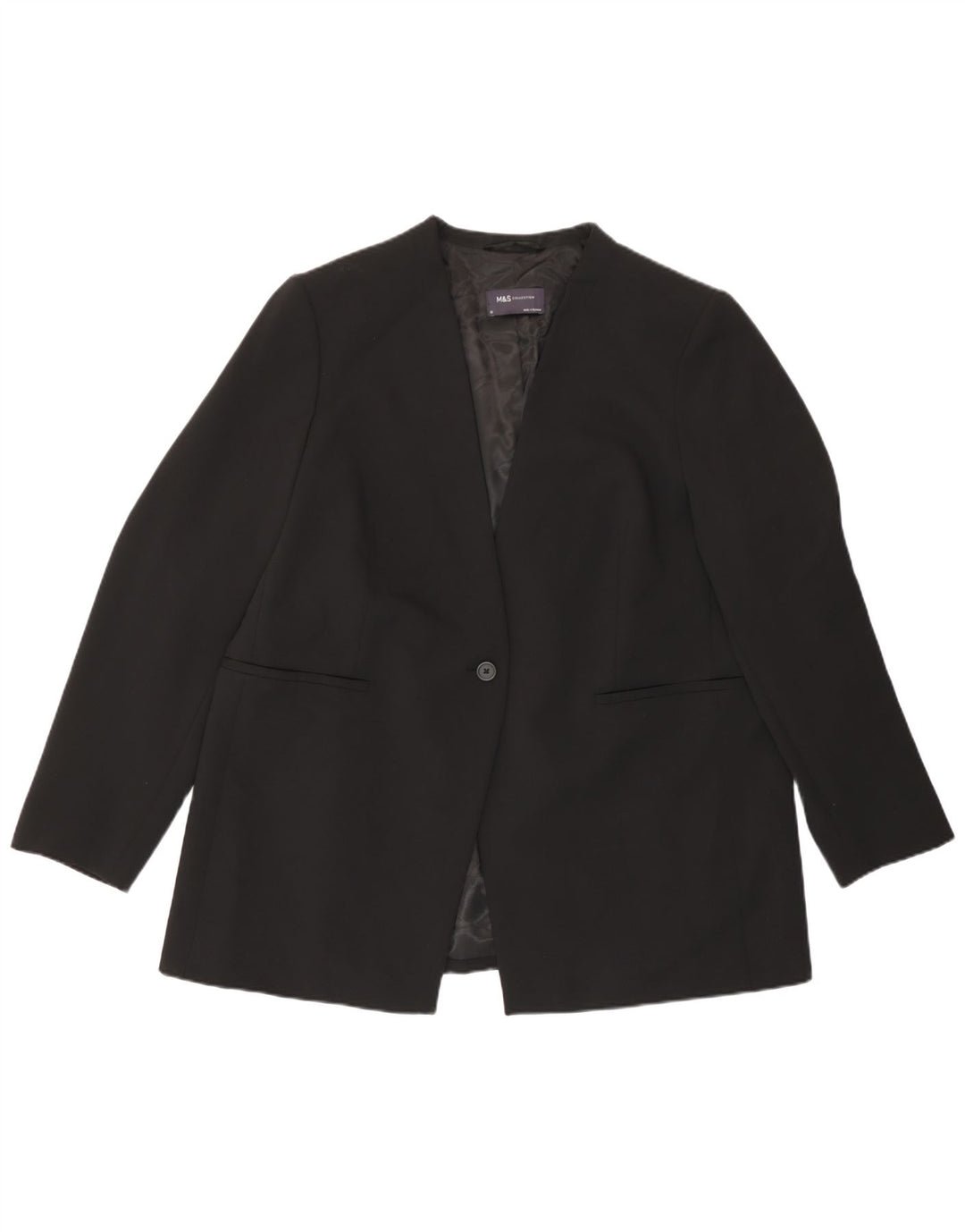 Jachetă pentru femei Marks & Spencer cu 1 nasture, UK 18 XL, poliester negru