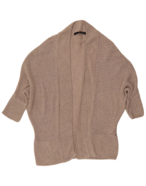 Pulover cardigan deschis pentru femeie Zara cu mâneci 3/4 UK 10 mic, bej, bumbac