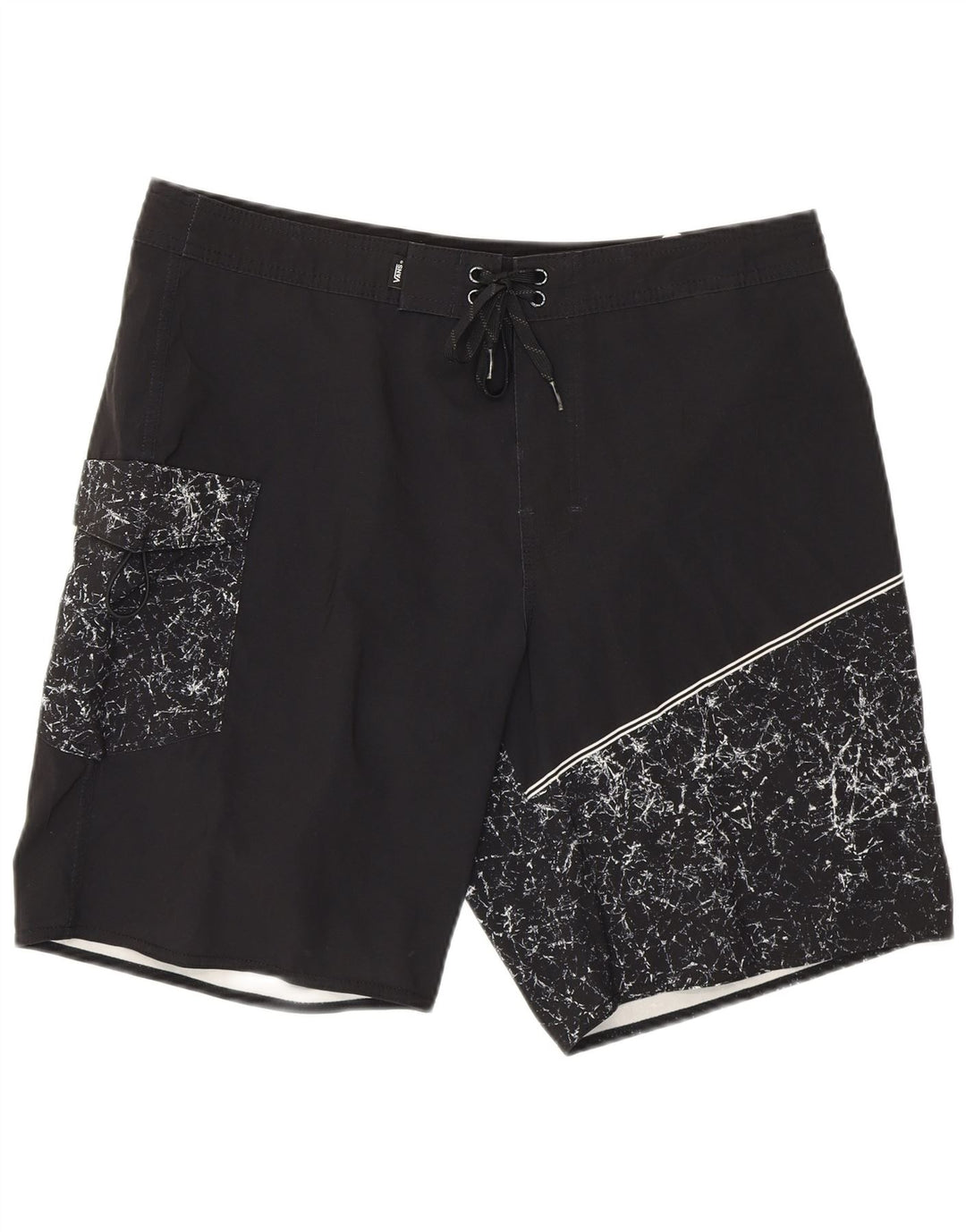 Pantaloni scurți de înot Vans pentru bărbați, cu model abstract, poliester mediu negru