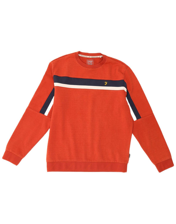Pulover Farah pentru bărbați, bumbac color bloc, portocaliu mediu