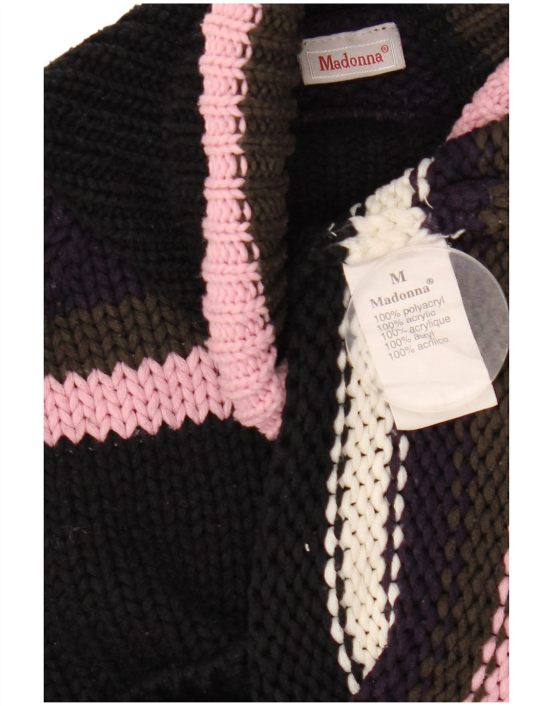 Pulover Madonna cu gât rulat pentru femei UK 12 Medium Black Dunge Acrilic