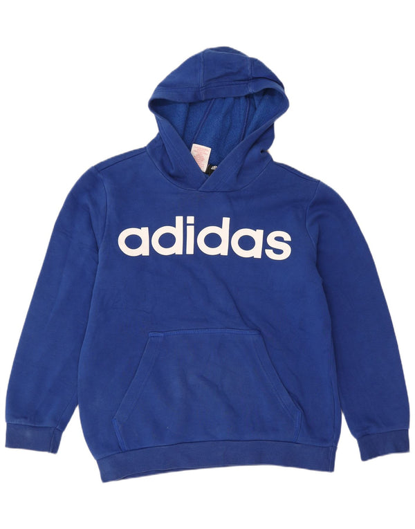 Pulover cu glugă cu grafic Adidas pentru băieți 11-12 ani, albastru sport
