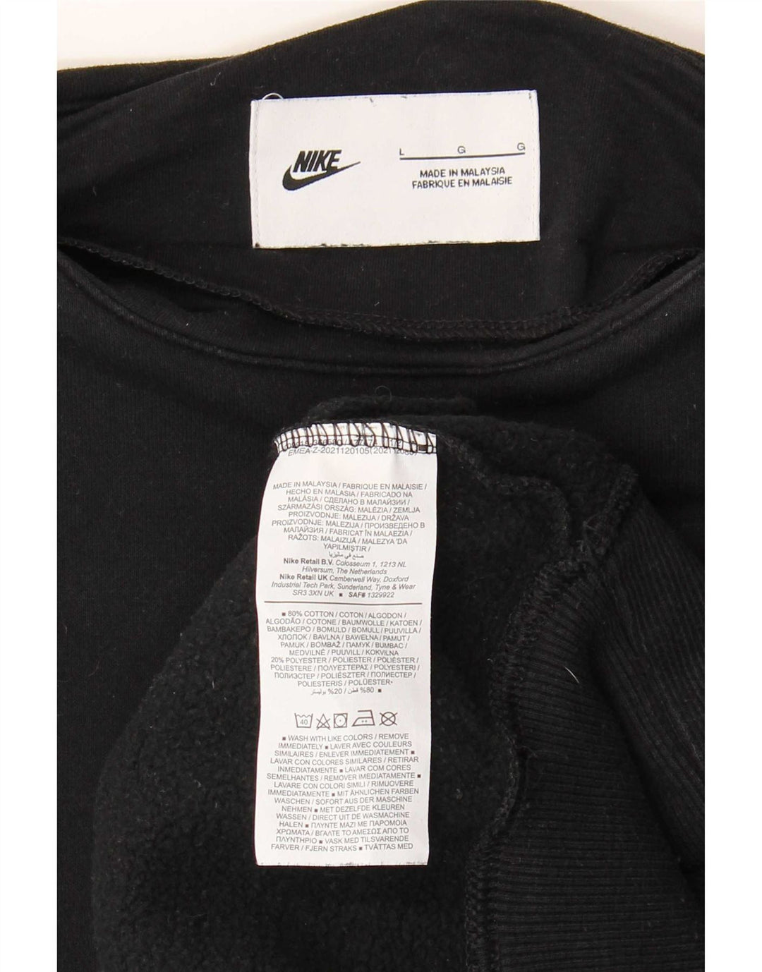 Pulover supradimensionat pentru femei Nike UK 16, mare, negru, bumbac