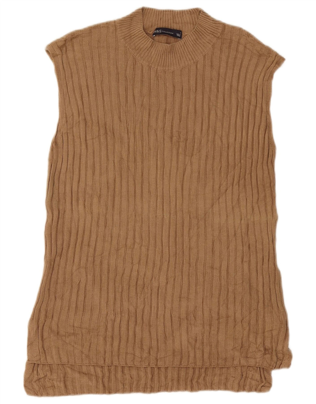 Marks & Spencer Womens Oversized Vest Tank Top UK 10 Small Brown Viscose
