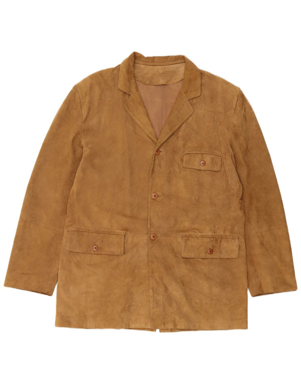 Jachetă pentru bărbați VINTAGE din piele intoarsa cu 3 nasturi UK 40, mare, bej