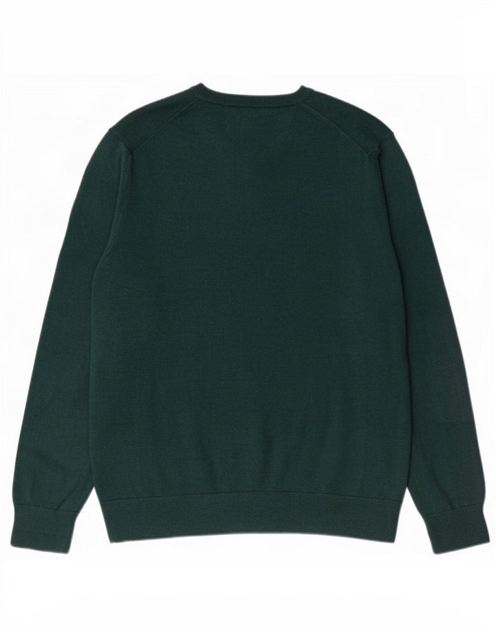 Pulover cu decolteu în V pentru bărbați Marks & Spencer, bumbac verde XL