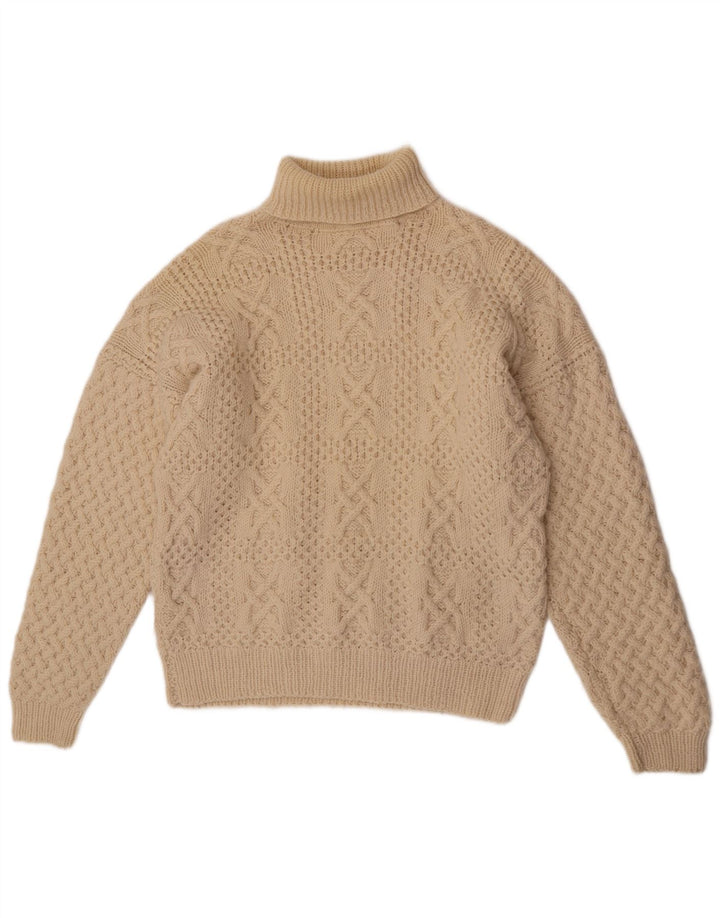 Pulover vintage pentru bărbați cu gât rulat, XL, alb