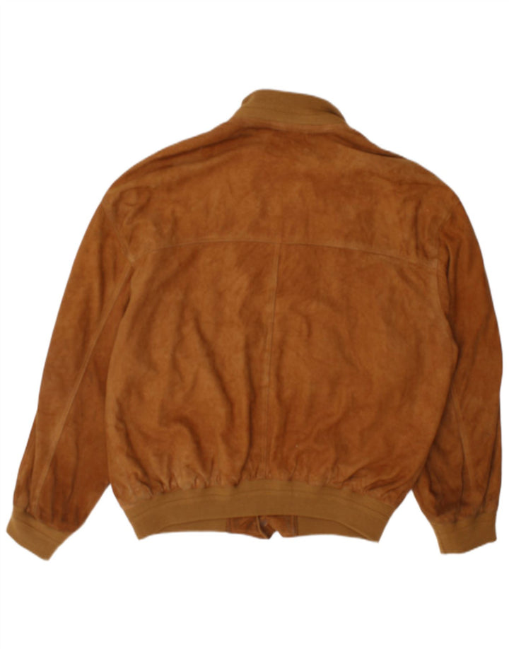 Jachetă bomber din piele întoarsă pentru bărbați, vintage, Marea Britanie 42 XL Maro