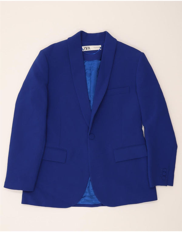 Blazer pentru bărbați Zara, cu 1 nasture, UK 40, mare, albastru, viscoză