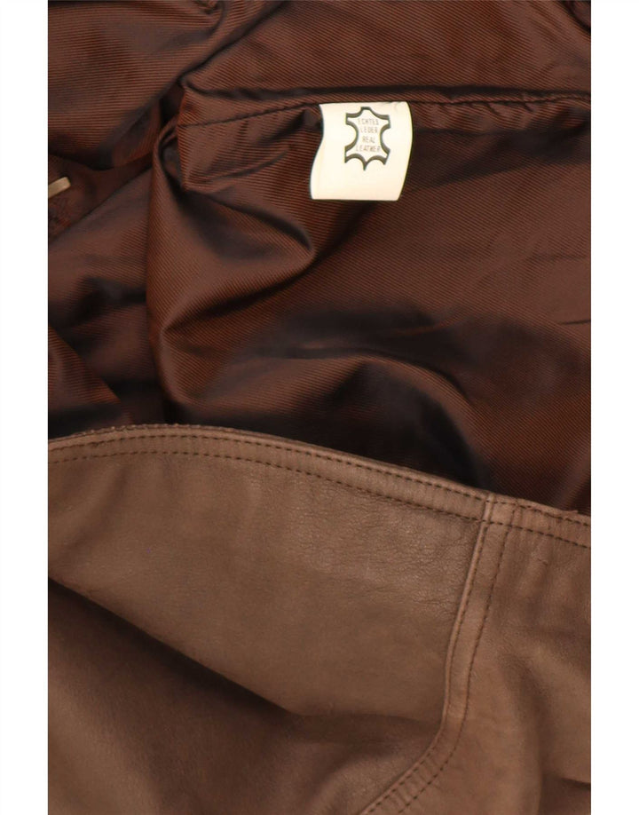 Vestă din piele vintage pentru bărbați IT 64 5XL maro