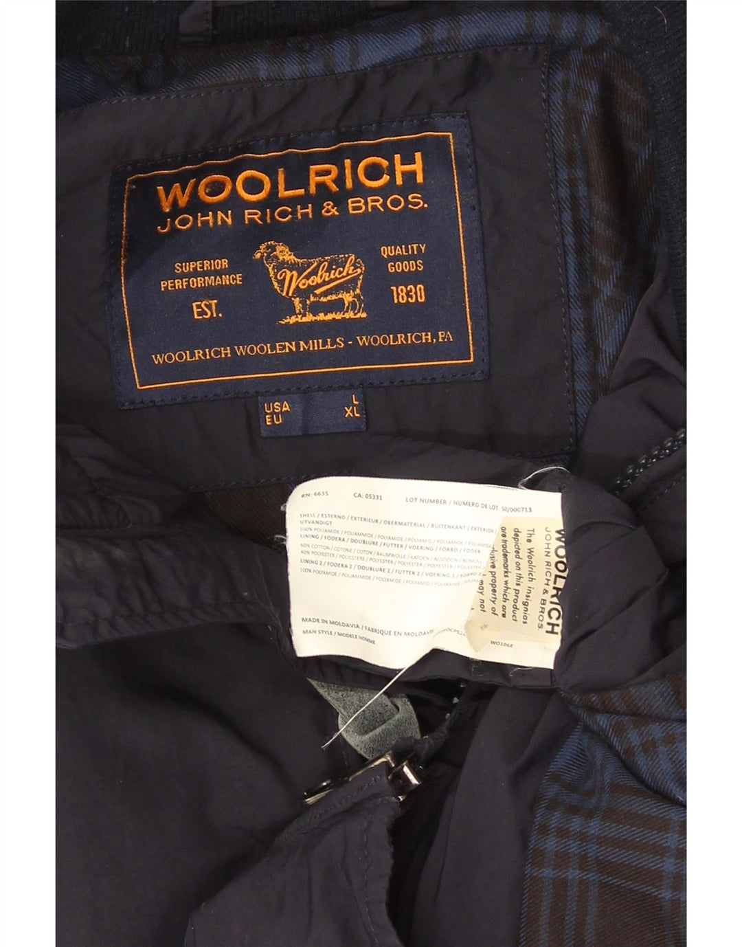 Jachetă bomber pentru bărbați Woolrich UK 40 mare, albastru, poliamidă