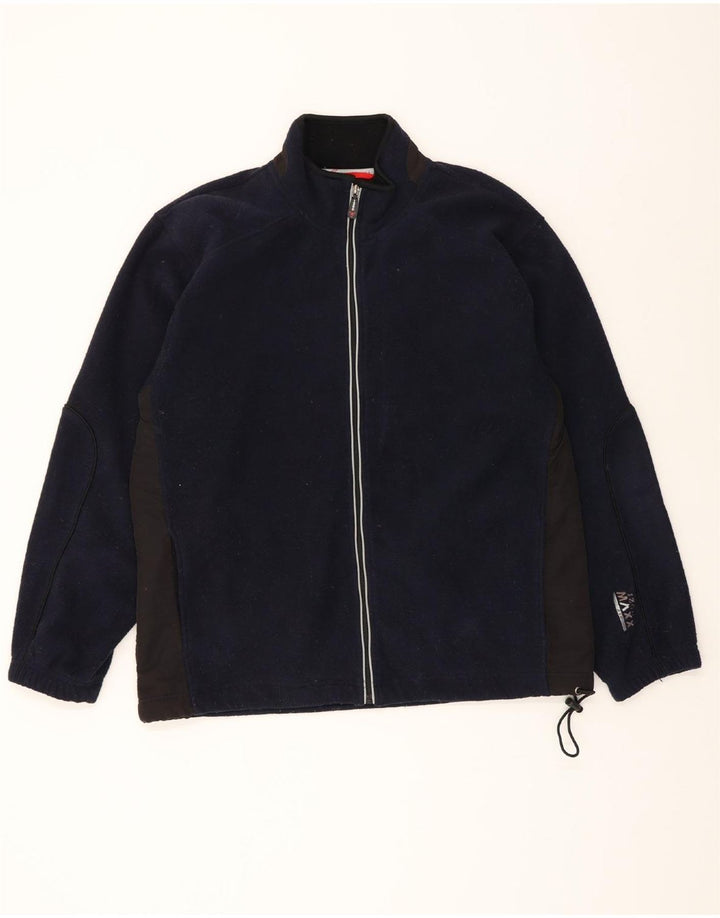 IZOD Mens Fleece Jacket UK 40 Large Navy Blue Colourblock Polyester Vintage Izod and Second-Hand Izod from Messina Hembry 