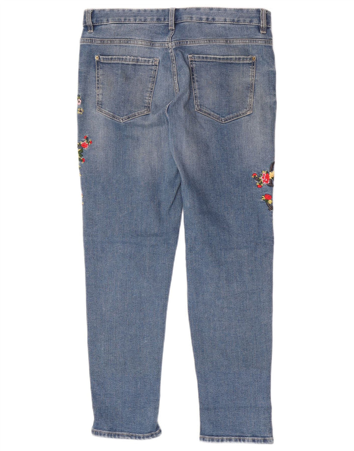 Blugi subțiri pentru femei Marks & Spencer UK 12 Medium W32 L28 Blue Floral