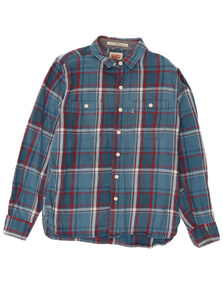 Cămașă de flanel pentru bărbați Levi's, cu ajustare standard, cu carouri mici, albastre