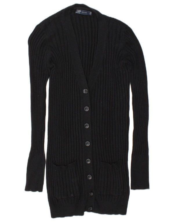 Pulover cardigan pentru femei Zara UK 14, bumbac mediu negru