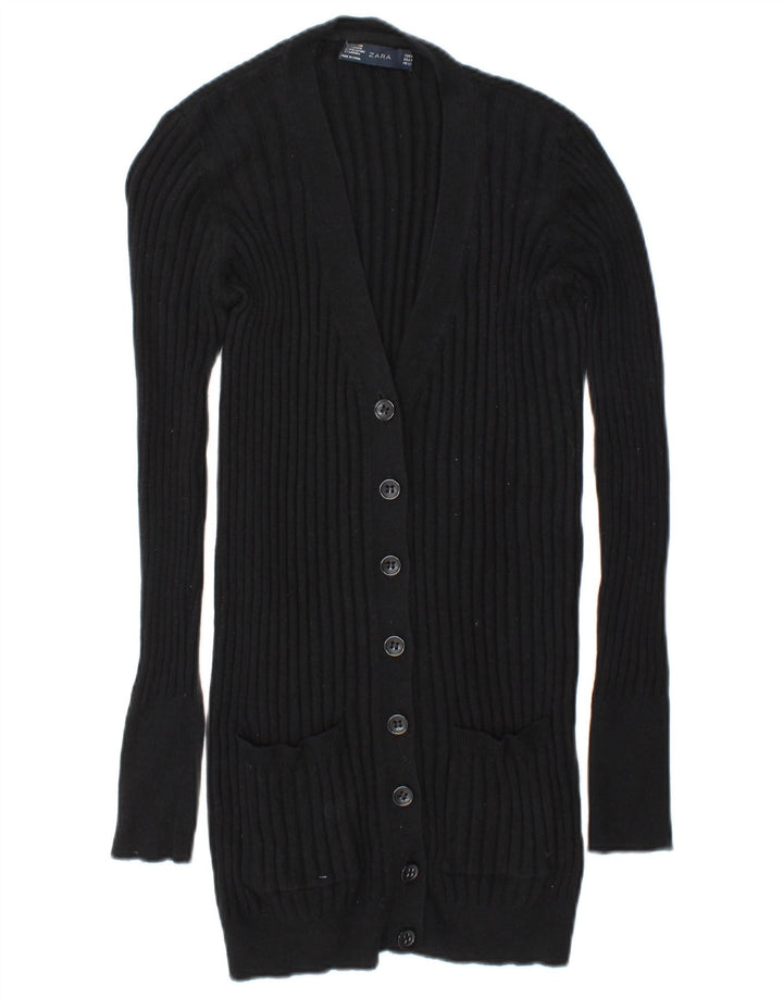 Pulover cardigan pentru femei Zara UK 14, bumbac mediu negru
