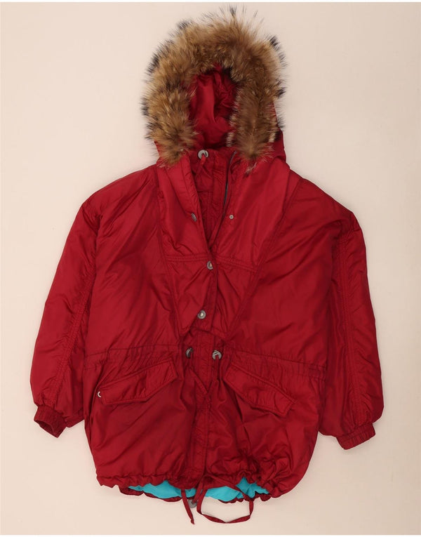 Palton căptușit supradimensionat cu glugă pentru femei Vintage UK 18 XL Bordeaux Poliamidă