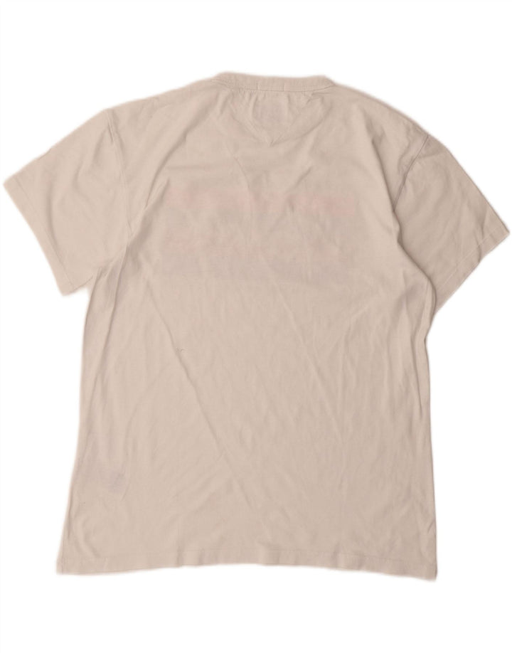 TOMMY HILFIGER Womens Regular Fit Graphic T-Shirt Top UK 14 Medium White Vintage Tommy Hilfiger and Second-Hand Tommy Hilfiger from Messina Hembry 