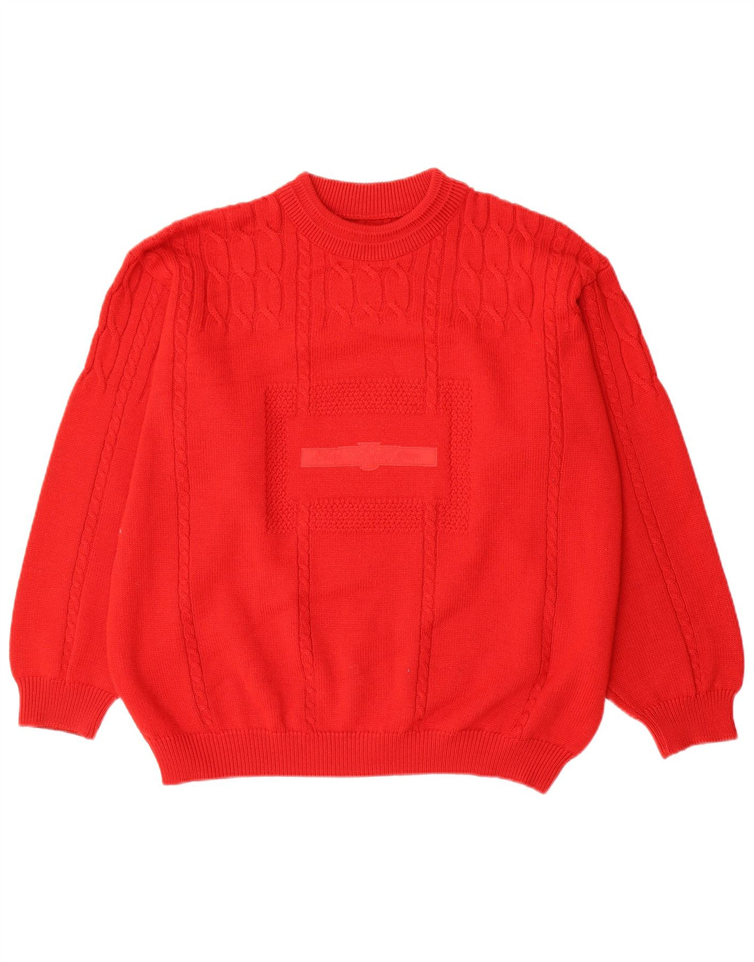 Pulover vintage pentru bărbați cu gât roșu, XL, lână