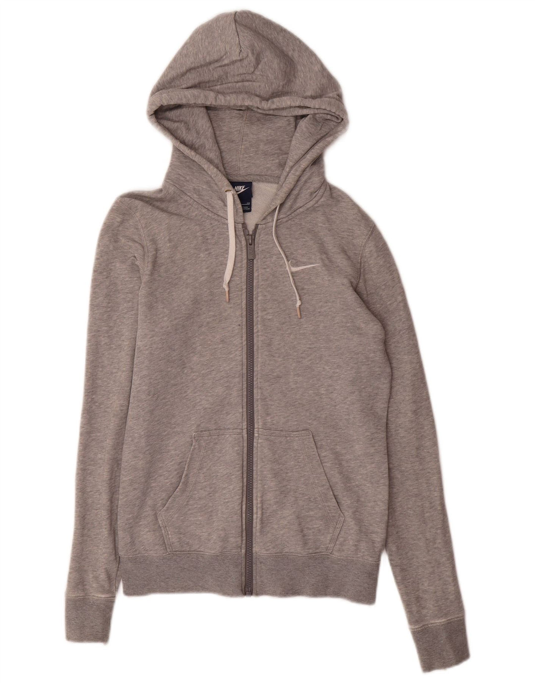 NIKE Mens Zip Hoodie Sweater Small Grey Cotton