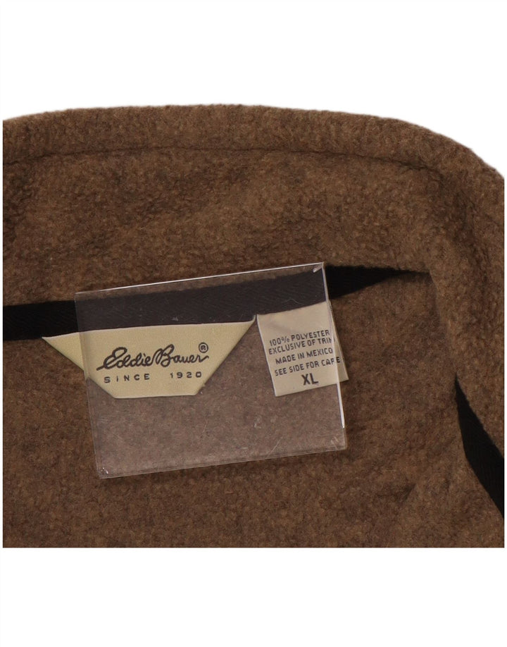 EDDIE BAUER Pulover pentru bărbați, cu fermoar, lână, XL, maro, poliester