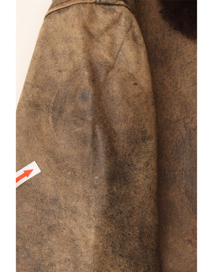 Jachetă de aviator din piele grafică pentru bărbați Schott UK 42 XL din piele maro
