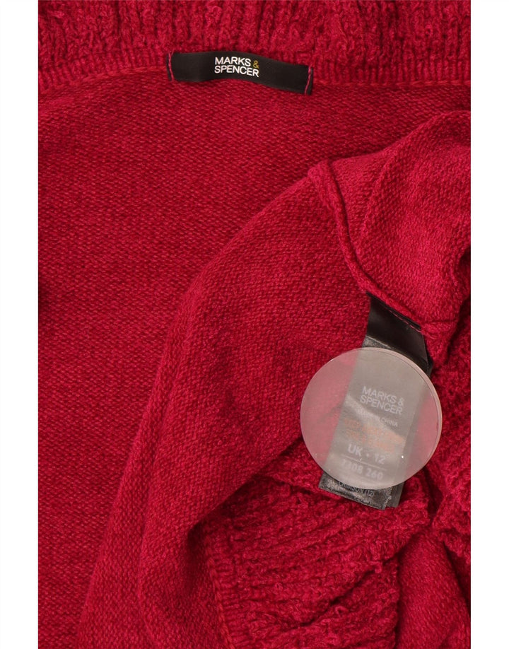 Pulover cardigan deschis cu volane pentru femei Marks & Spencer UK 12 Roz mediu