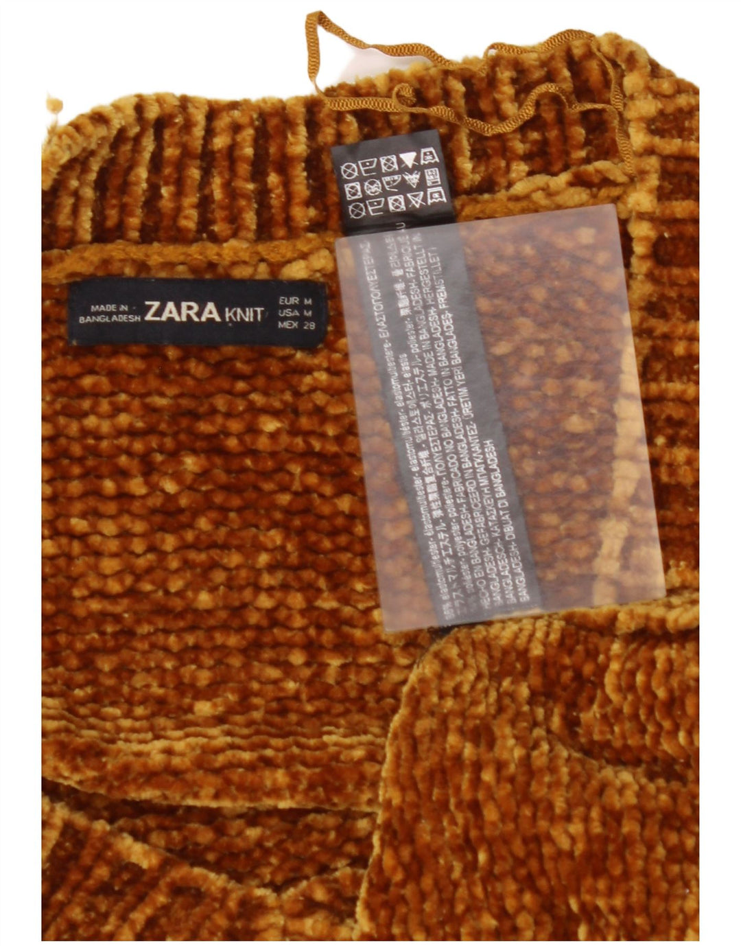 Pulover supradimensionat cu decolteu în V ZARA pentru femei UK 14 Elastomer maro mediu