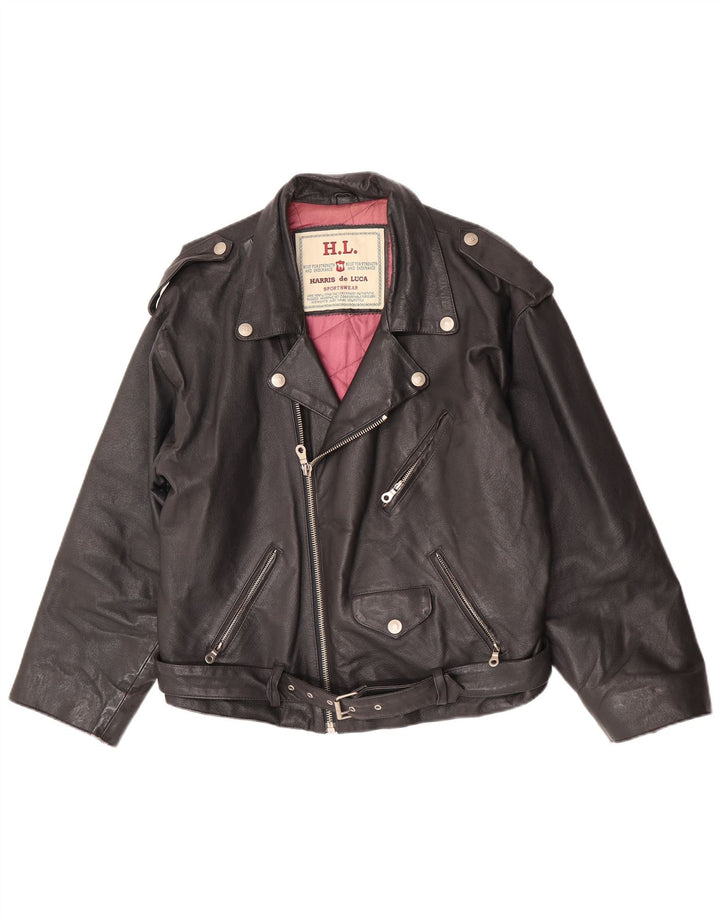 Jachetă motociclist din piele pentru bărbați HARRIS de LUCA UK 38 Medium Black Leather
