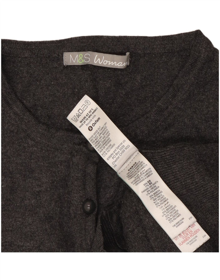 Marks & Spencer Pulover Crop Cardigan pentru Damă UK 14 Medium Gri Viscose