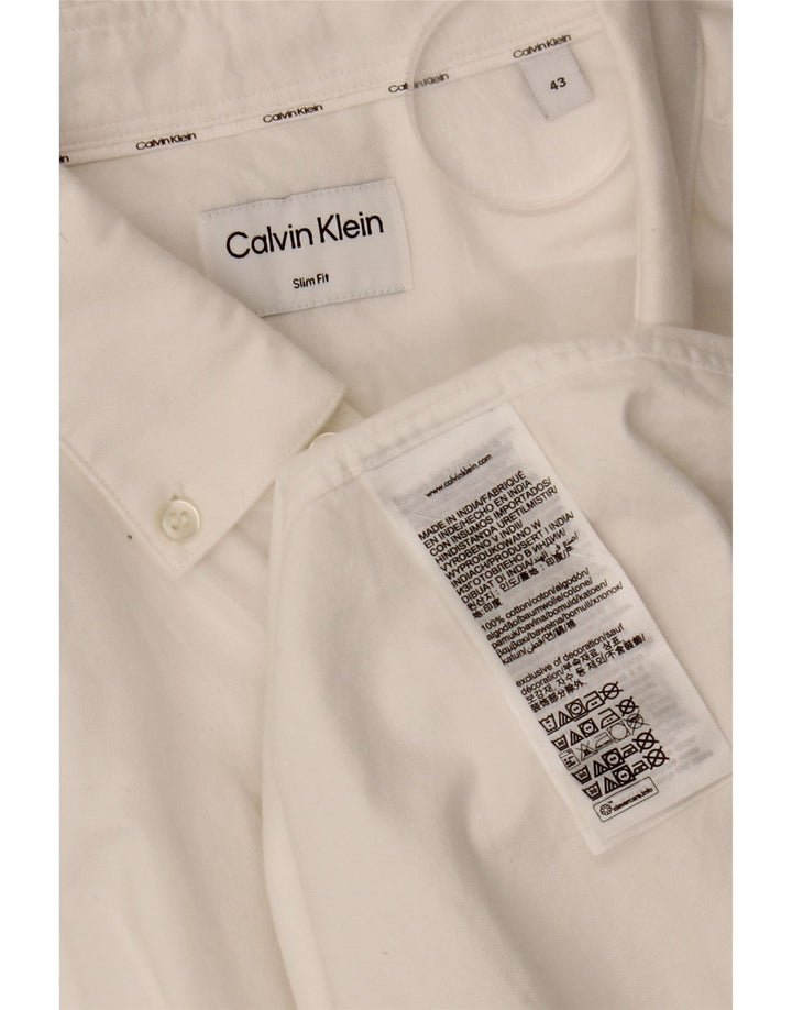 CALVIN KLEIN Mens Slim Fit Shirt Size 43 Large White Cotton