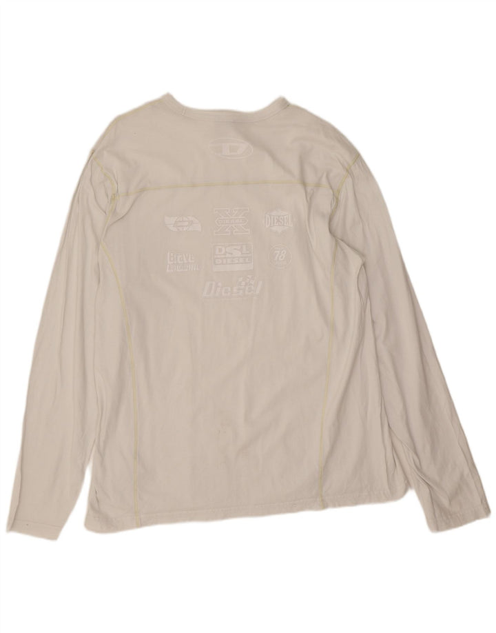 Bărbați Diesel Top grafic cu mânecă lungă 2XL, bumbac alb