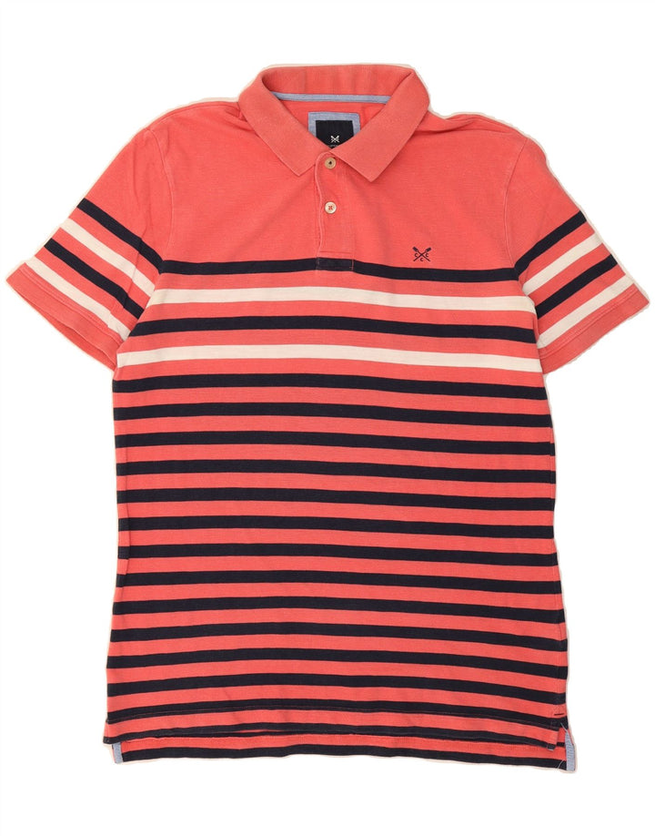 J. CREW Mens Polo Shirt Large Pink Striped Cotton Vintage J. Crew and Second-Hand J. Crew from Messina Hembry 