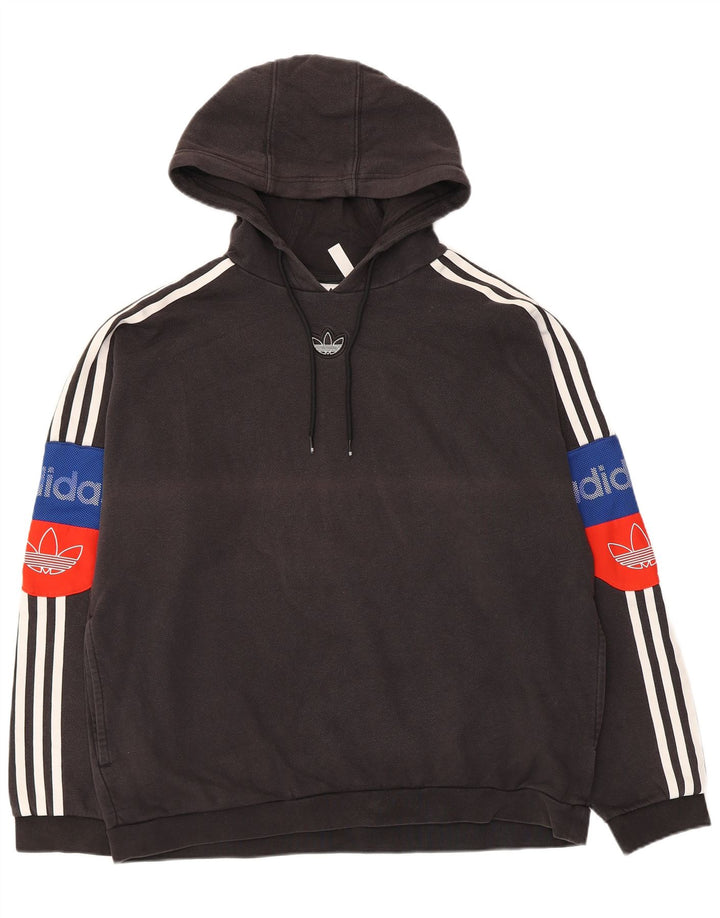 Pulover cu glugă cu grafic pentru bărbați Adidas, bumbac mediu negru