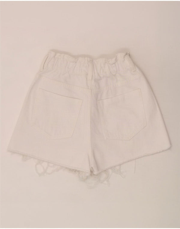 Pantaloni scurți din denim cu talie înaltă pentru femei Zara EU 34 2XS W22 Bumbac alb