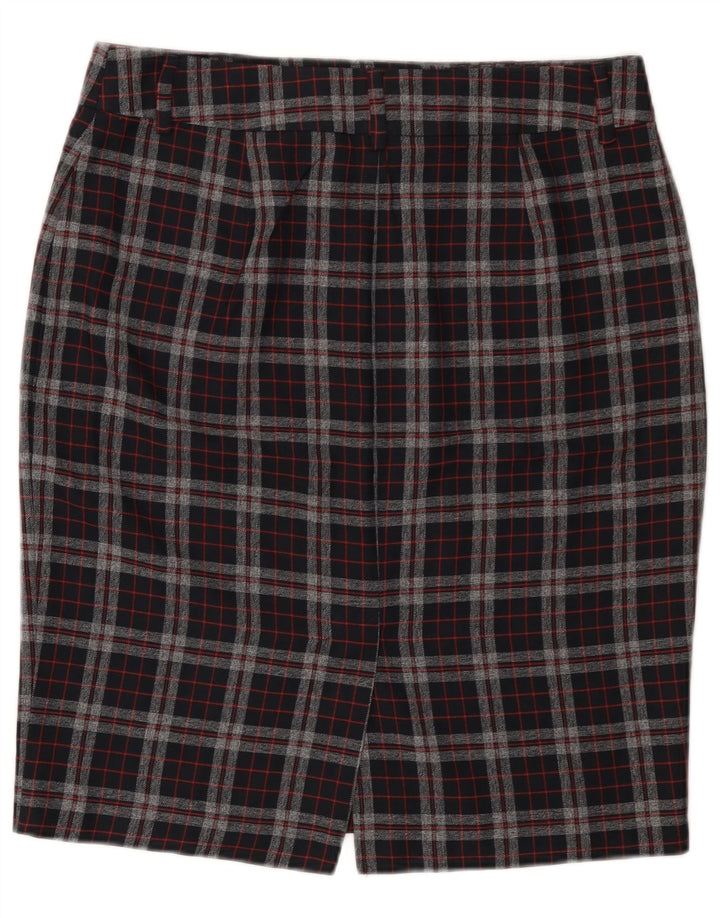 Fusta creion pentru femei Marks & Spencer UK 14 mare W32 poliester cu check negru