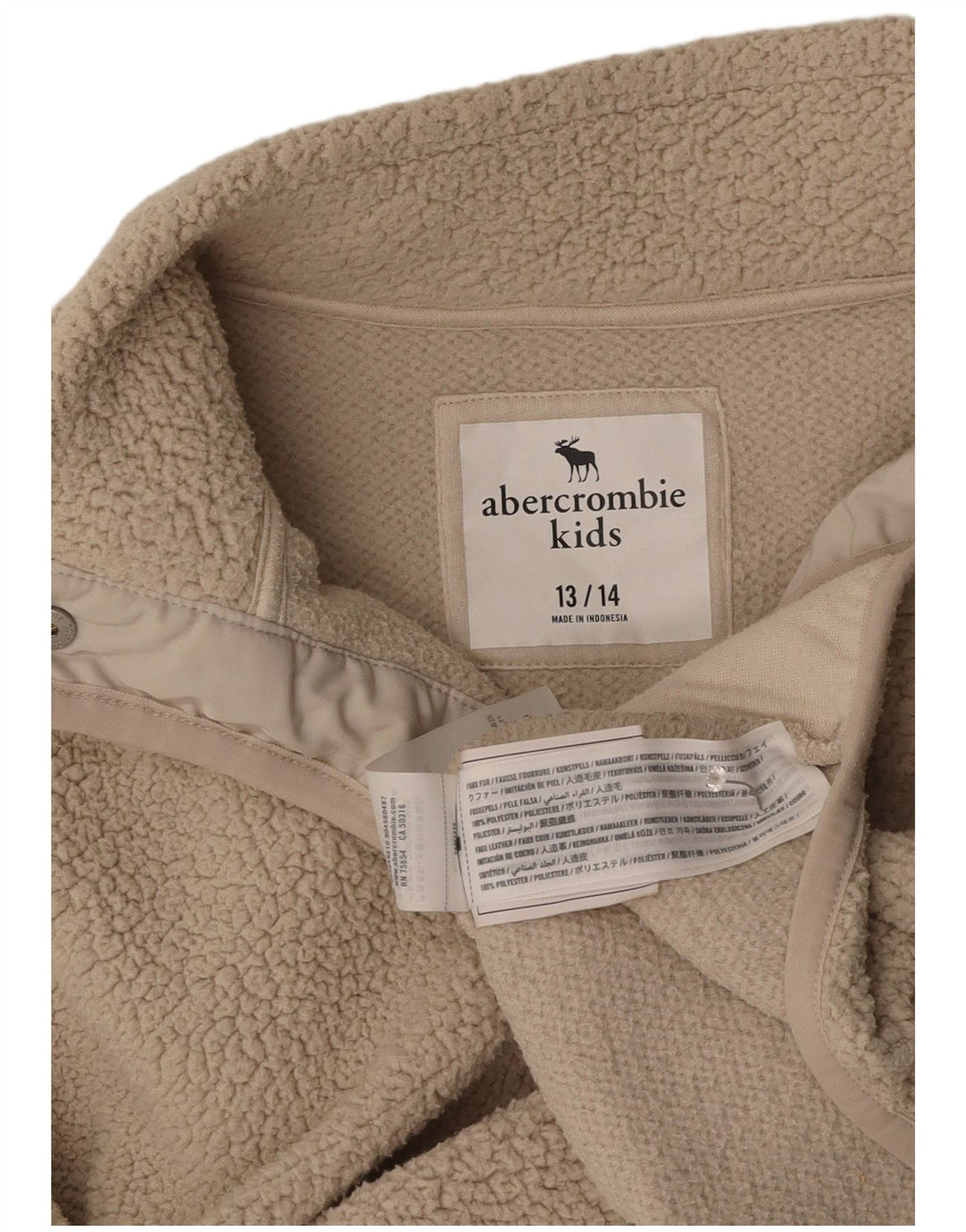 ABERCROMBIE & FITCH Jachetă fleece pentru fete 13-14 ani poliester bej