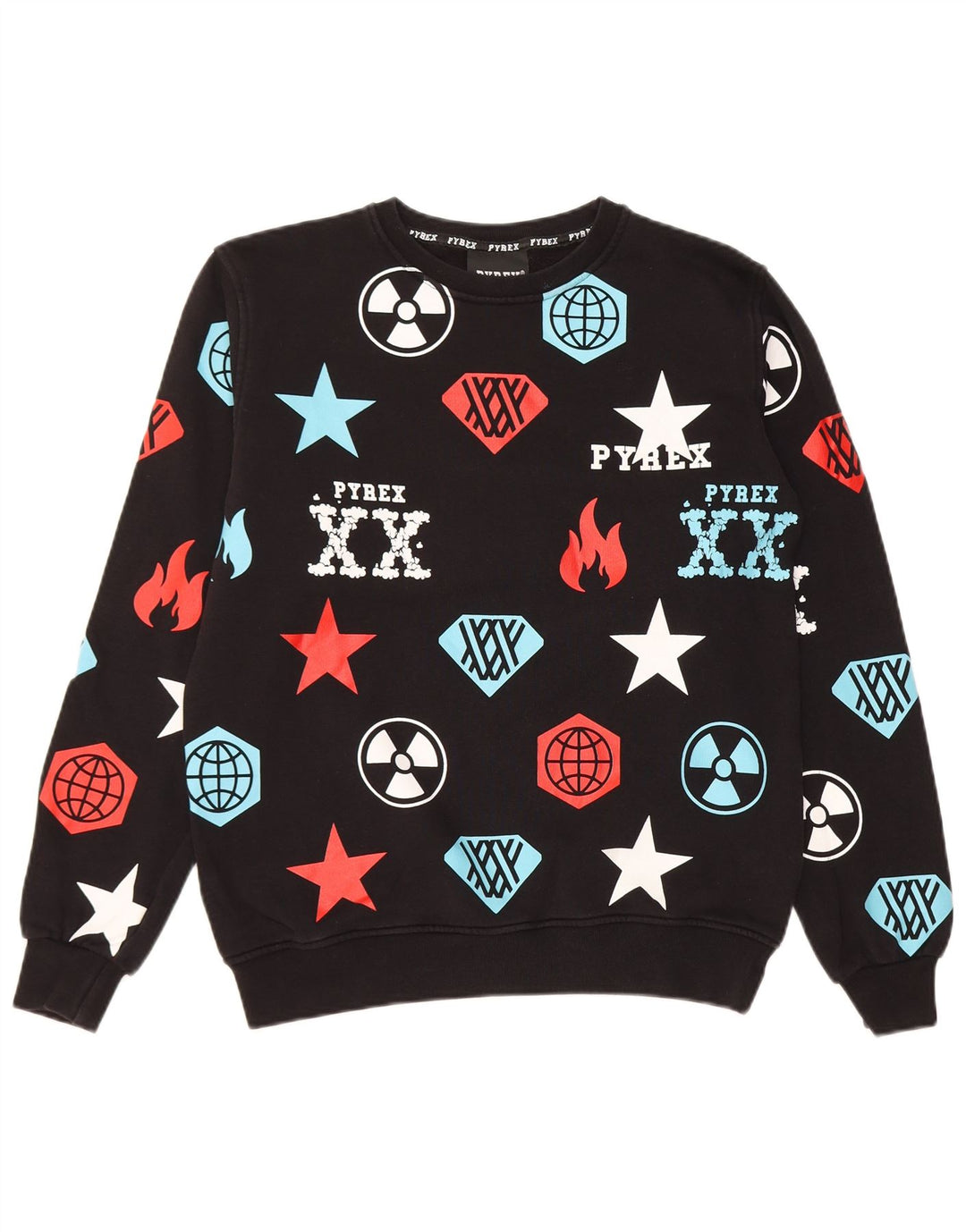 Pulover cu grafic Pyrex pentru băieți 13-14 ani 2XL bumbac negru