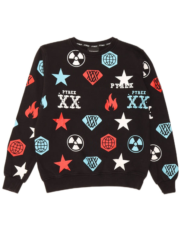 Pulover cu grafic Pyrex pentru băieți 13-14 ani 2XL bumbac negru
