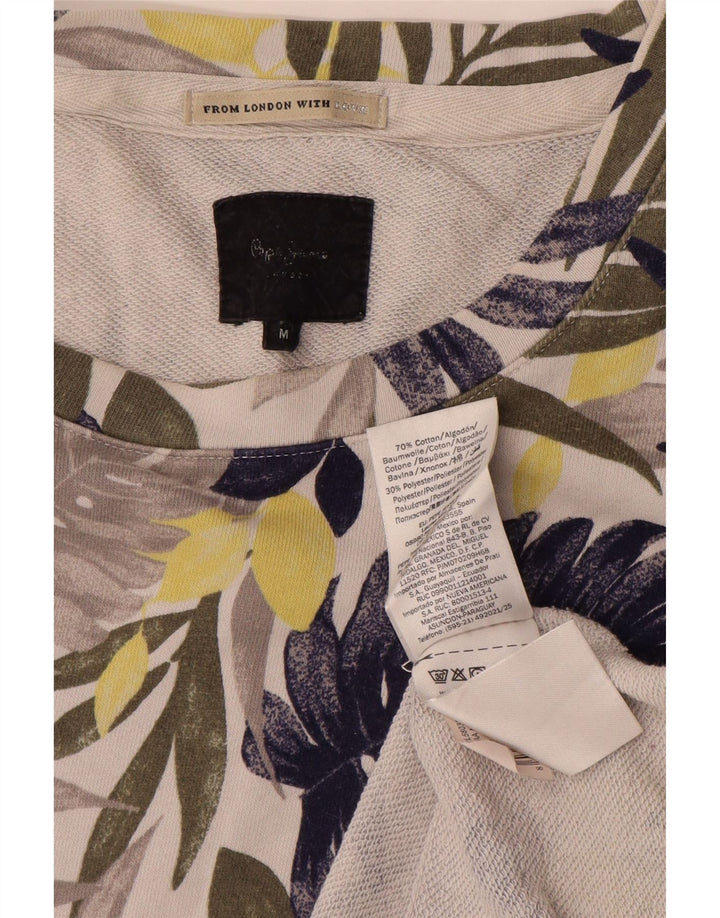 PEPE Jeans Pulover supradimensionat pentru femei UK 14 Medium Off White Floral