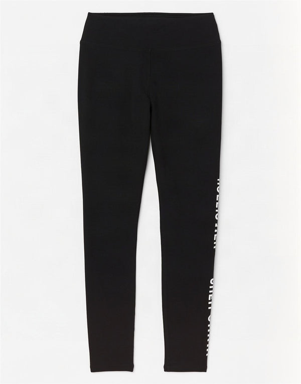 Leggings grafic Hollister pentru femei UK 8 Small Black Bumbac