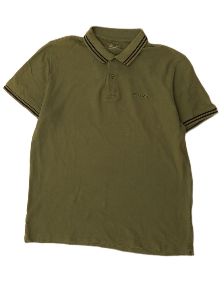 Tricou polo pentru bărbați Lotto, cu formă regulată, verde mare