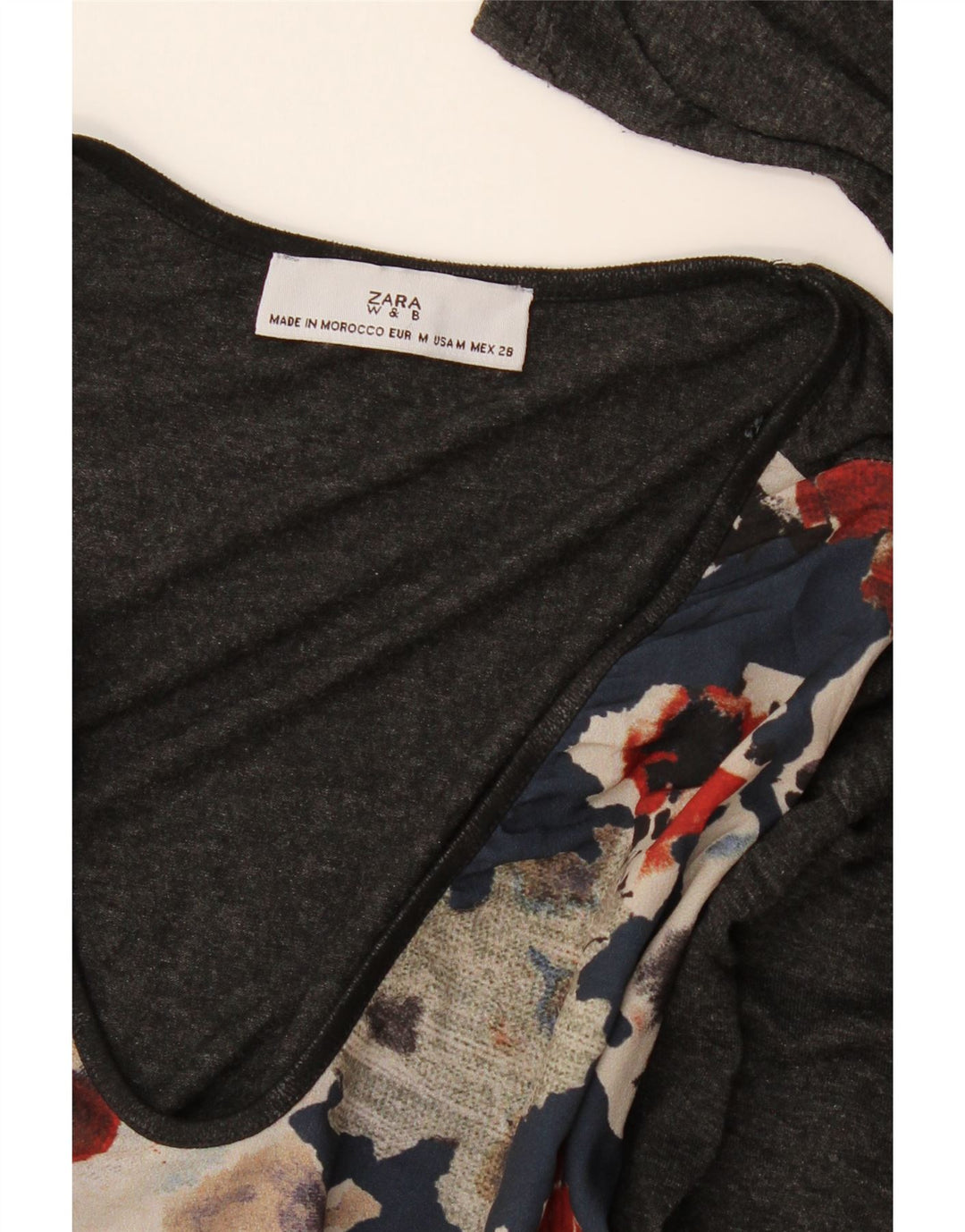 Top pentru femei Zara cu mânecă lungă UK 14 Medium Gri Floral