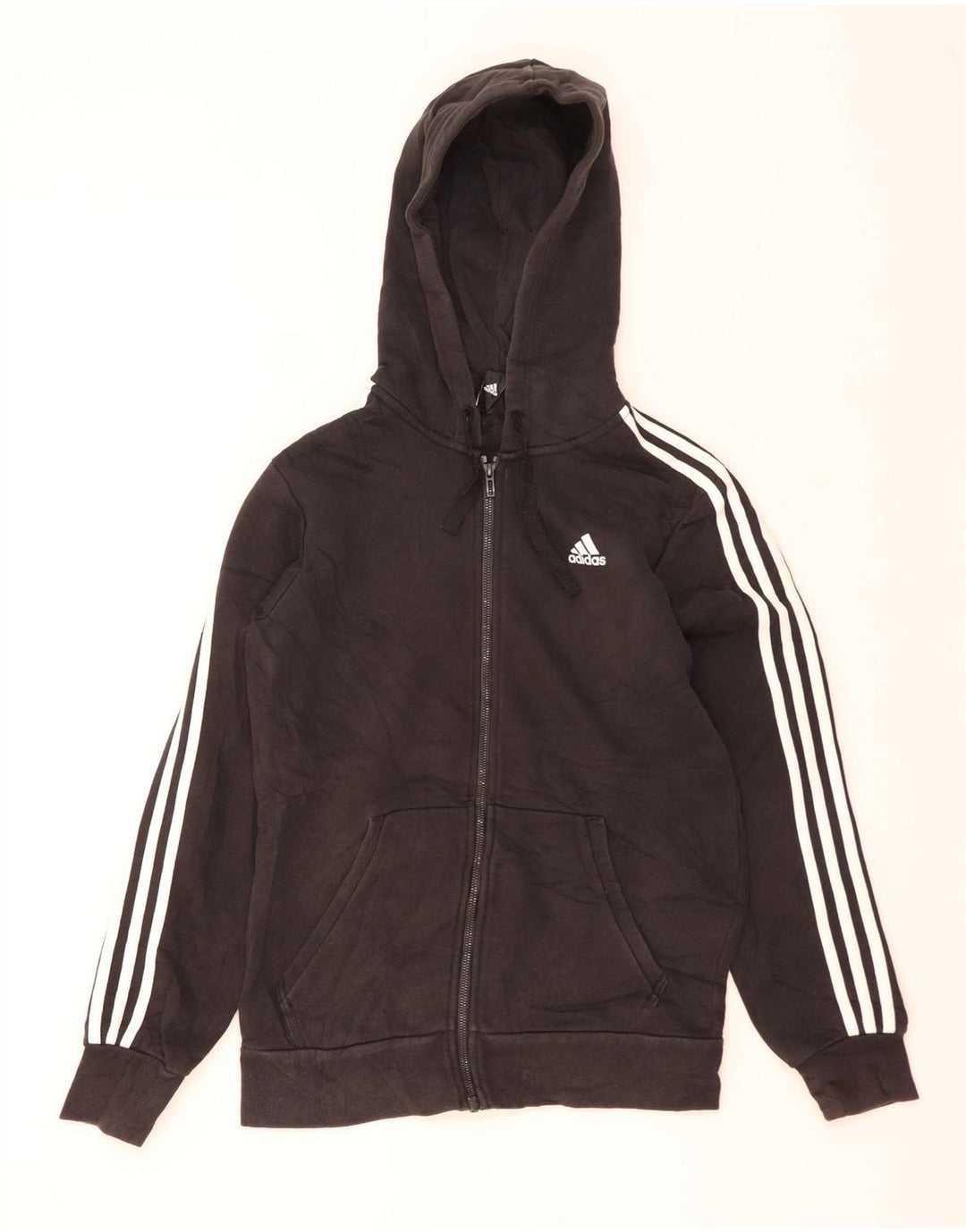 Pulover cu capota cu fermoar Adidas pentru femei UK 14 Medium Negru